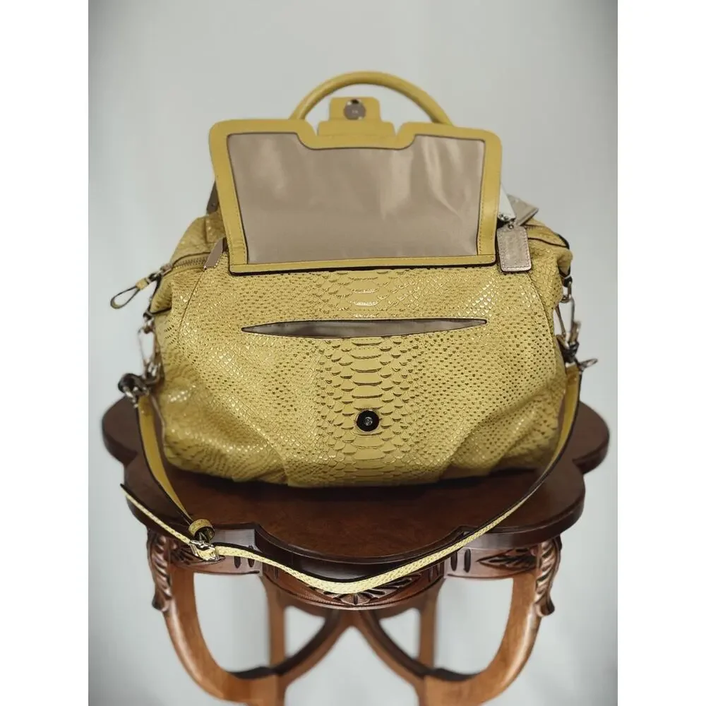 COACH M1293-23746 Convertible Hobo Ergo Satchel Yellow Leather Handbag #0009 - Picture 2 of 7